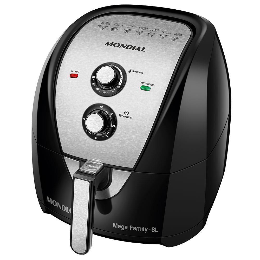 Fritadeira Elétrica Sem Óleo Air Fryer Mondial Mega Family AFN-80-BI 8L Preta/Inox - 8