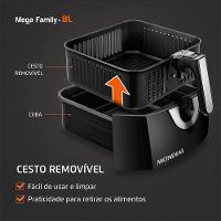 Fritadeira Elétrica Sem Óleo Air Fryer Mondial Mega Family AFN-80-BI 8L Preta/Inox
