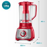 Liquidificador Mondial Turbo L-1100 3L 1100W 12 Velocidades Vermelho/Inox - 7