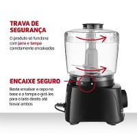 Mini Processador de Alimentos Mondial Turbo Pratic MP-16 300W - Preto