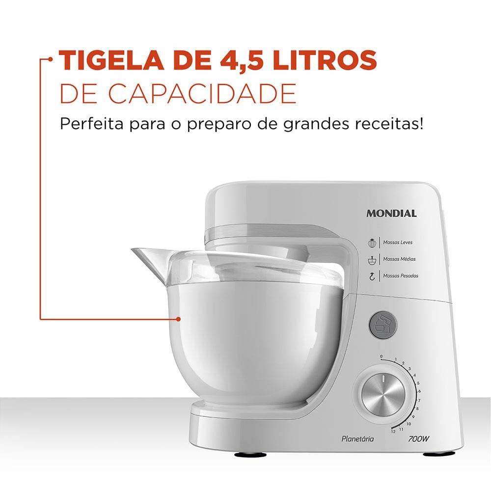 Batedeira Planetária Mondial BP-03W-2B com 12 Velocidades e 700W - Branca - 4