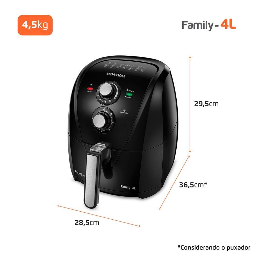 Fritadeira Elétrica Sem Óleo Air Fryer Mondial Family AFN40FB 4L Preta - 9