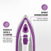 Ferro de Passar a Vapor Mondial FVN-01-P Spray e Base Cerâmica Diamante Branco/Roxo - 3