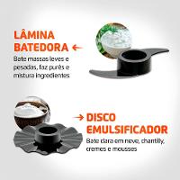 Multiprocessador de Alimentos Mondial Turbo Chef 9 em 1 MPN-01-BF 2 Velocidades + Pulsar 1000 W - 6