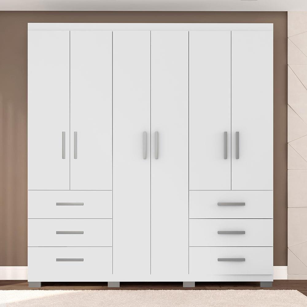 Guarda-Roupa Bartira Santiago com 6 Portas e 6 Gavetas Externas - 209,2cm de Largura - 1