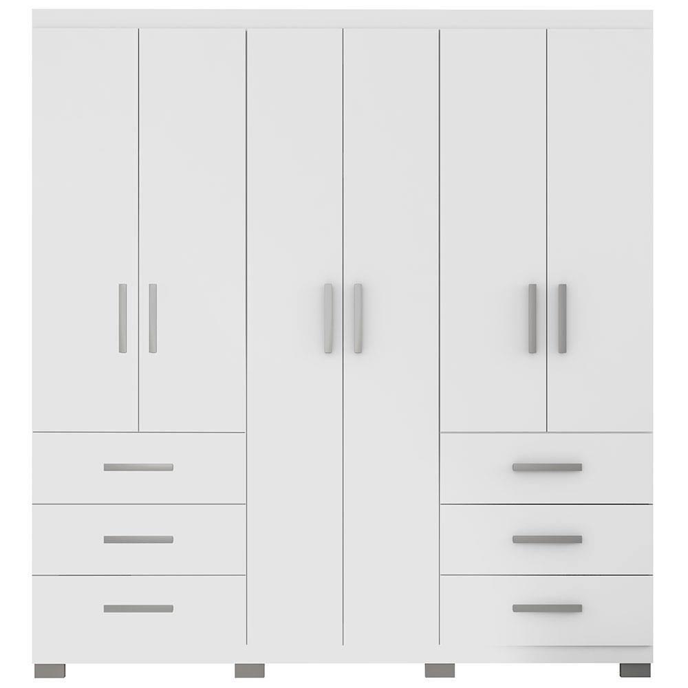 Guarda-Roupa Bartira Santiago com 6 Portas e 6 Gavetas Externas - 209,2cm de Largura - 2