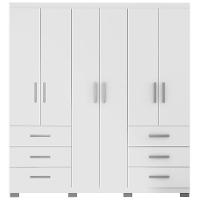 Guarda-Roupa Bartira Santiago com 6 Portas e 6 Gavetas Externas - 209,2cm de Largura - 2