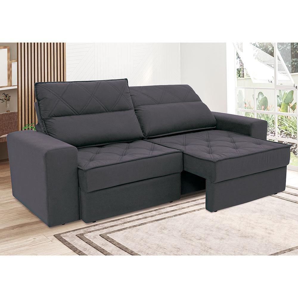 Sofá 4 Lugares Linoforte Fassatti Retrátil e Reclinável Revestido em Tecido Suede com 230cm de Largura - 4