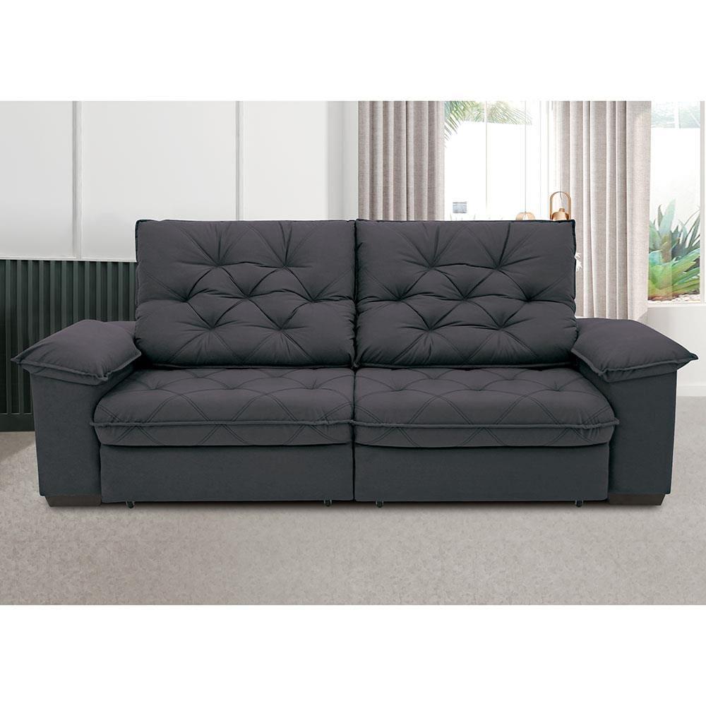 Sofá 4 Lugares Linoforte Luggero Retrátil e Reclinável Revestido em Tecido Suede - 230cm de largura - 4