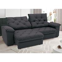 Sofá 4 Lugares Linoforte Luggero Retrátil e Reclinável Revestido em Tecido Suede - 230cm de largura - 2