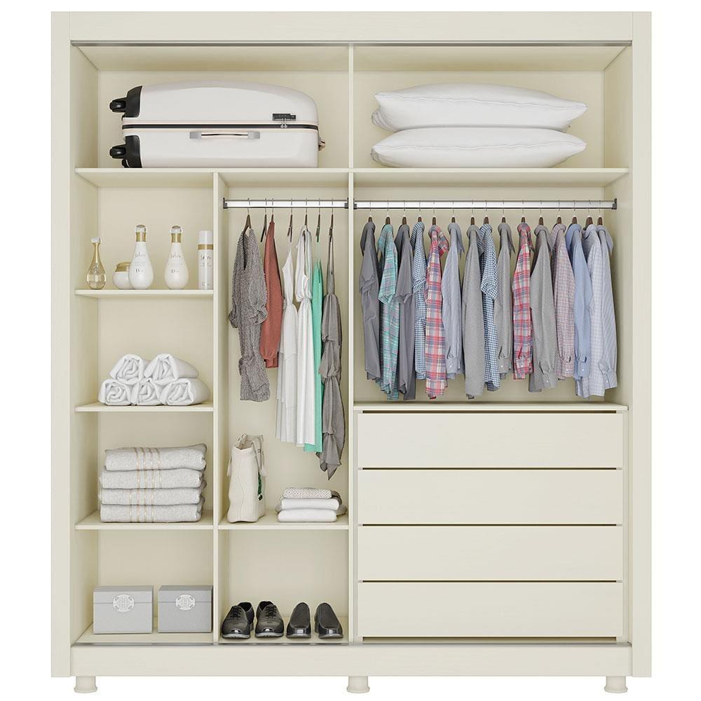 Guarda-Roupa Solteiro Mademarques Hamburgo com 2 Portas, 4 Gavetas e Espelho - 180 cm de Largura - 3