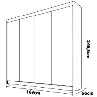 Guarda-Roupa Europa Palermo com 169 cm de Largura, 4 Portas e 3 Gavetas - 6