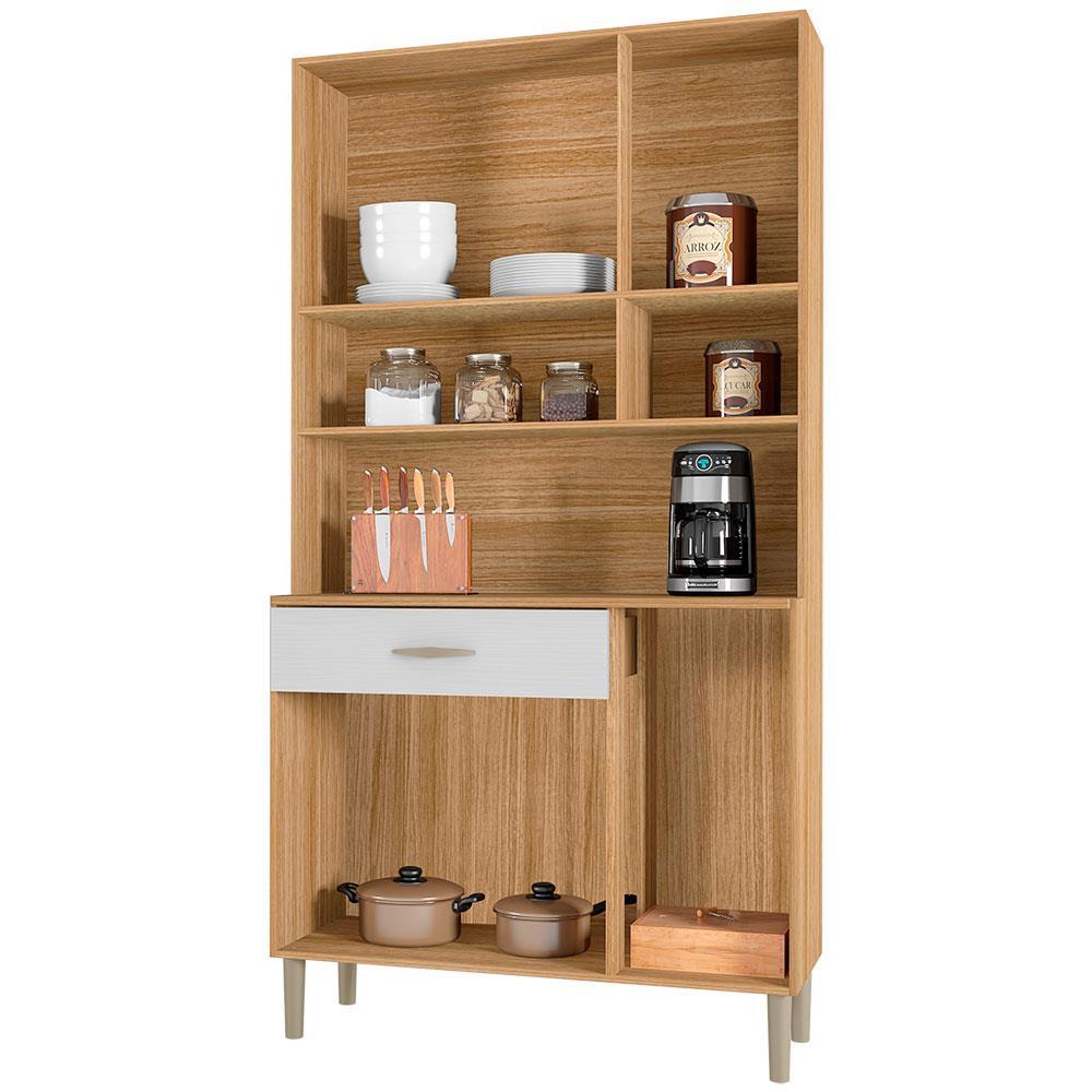 Cozinha Compacta Kits Paraná Golden com 6 Portas, 1 Gaveta e 1 Prateleira - 91cm de largura - Freijó/Patina - 3