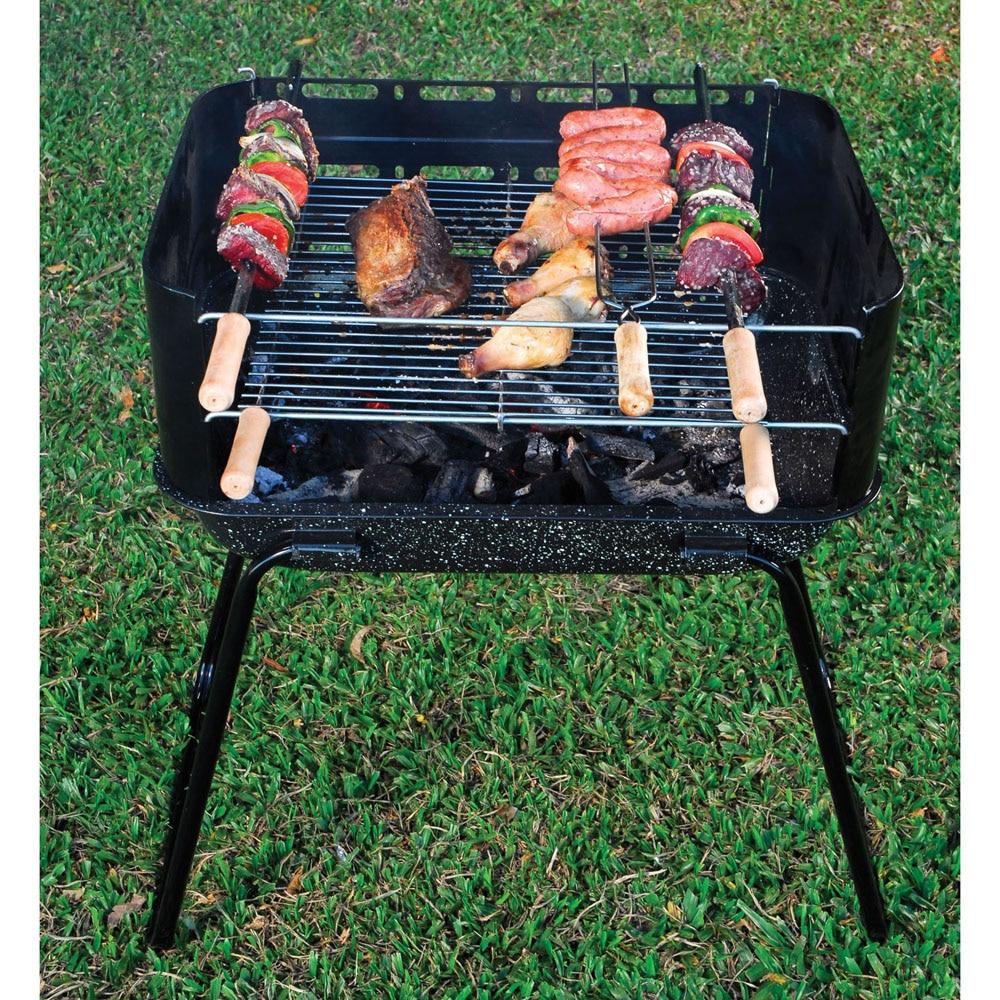Churrasqueira Mor Arizona em Aço Esmaltado com Grelha e 3 Espetos - Preta - 2