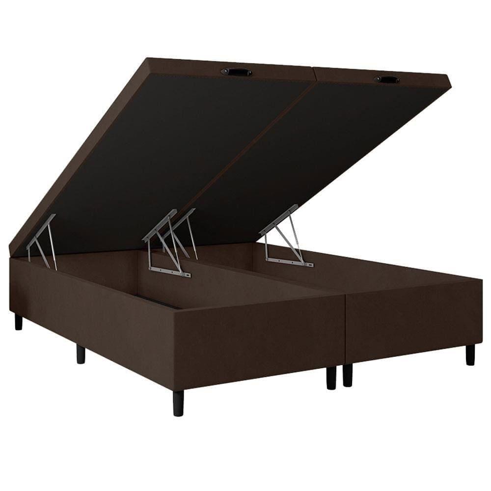 Cama Box Baú Queen Size Portobel Noah Ortopédico com Molas Ensacadas, EPS e Revestimento em Poliéster 70x158x198cm - Branco/Marrom - 5