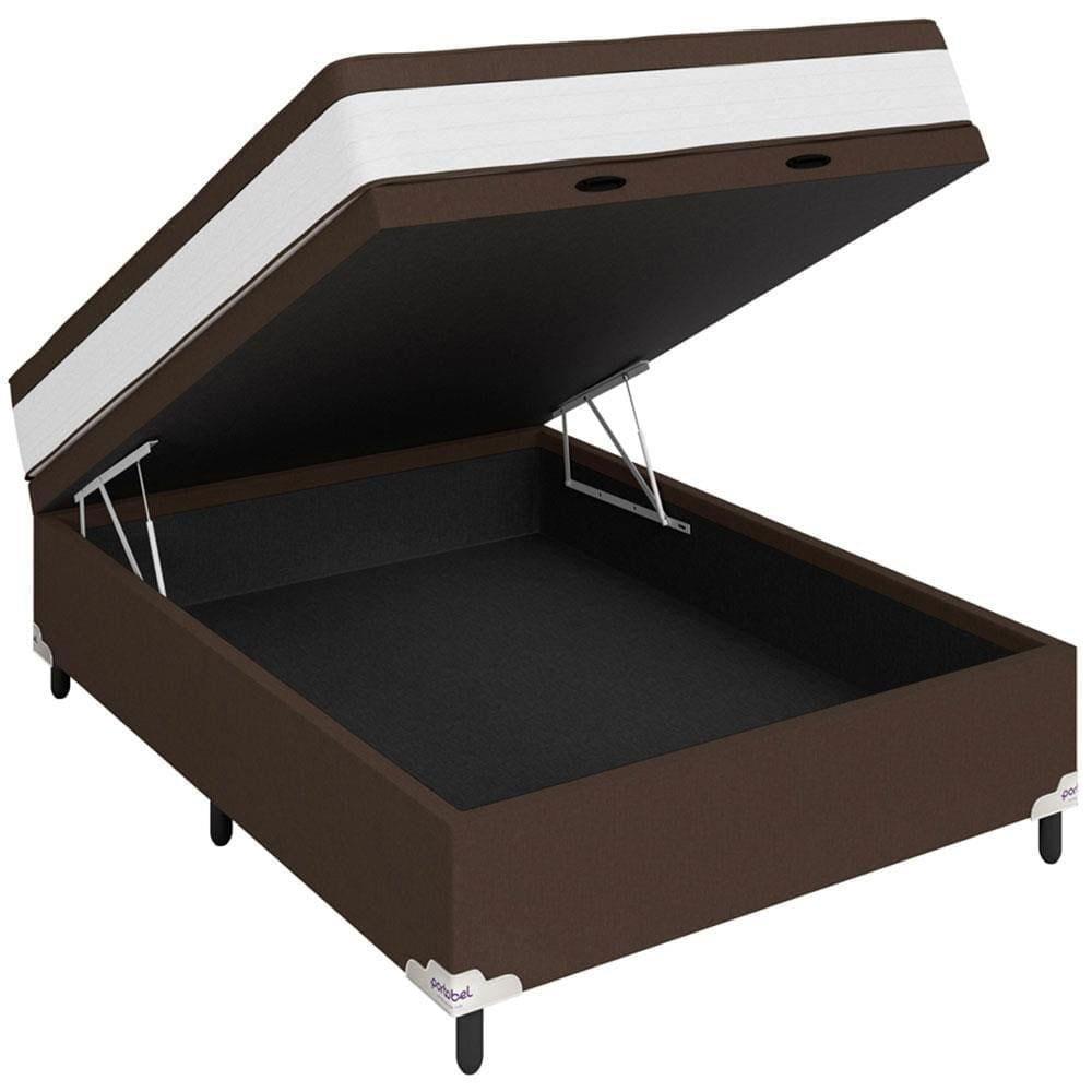 Cama Box de Casal Portobel Noah Baú 70x138x188cm Molas Ensacadas Ortopédico Revestimento em Poliéster Branco e Marrom - 3
