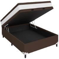 Cama Box de Casal Portobel Noah Baú 70x138x188cm Molas Ensacadas Ortopédico Revestimento em Poliéster Branco e Marrom - 3