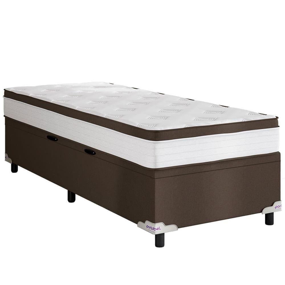 Cama Box Baú de Solteiro Portobel Noah Ortopédico com Molas Ensacadas, EPS e Revestimento em Poliéster 70x88x188cm - Branco/Marrom - 3
