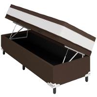 Cama Box Baú de Solteiro Portobel Noah Ortopédico com Molas Ensacadas, EPS e Revestimento em Poliéster 70x88x188cm - Branco/Marrom - 8