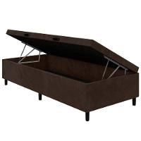 Cama Box Baú de Solteiro Portobel Noah Ortopédico com Molas Ensacadas, EPS e Revestimento em Poliéster 70x88x188cm - Branco/Marrom - 5