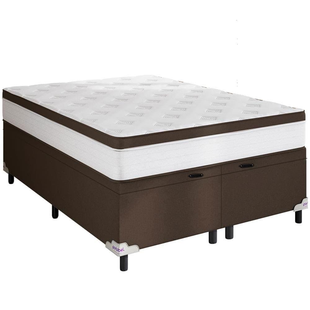 Cama Box Baú King Size Portobel Noah Ortopédico com Molas Ensacadas, EPS e Revestimento em Poliéster 70x193x203cm - Branco/Marrom - 3