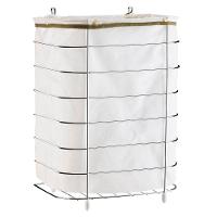 Cesto de Roupa para Parede e Chão Utimil CR483 em Arame Cromado e Tecido Bege - 1