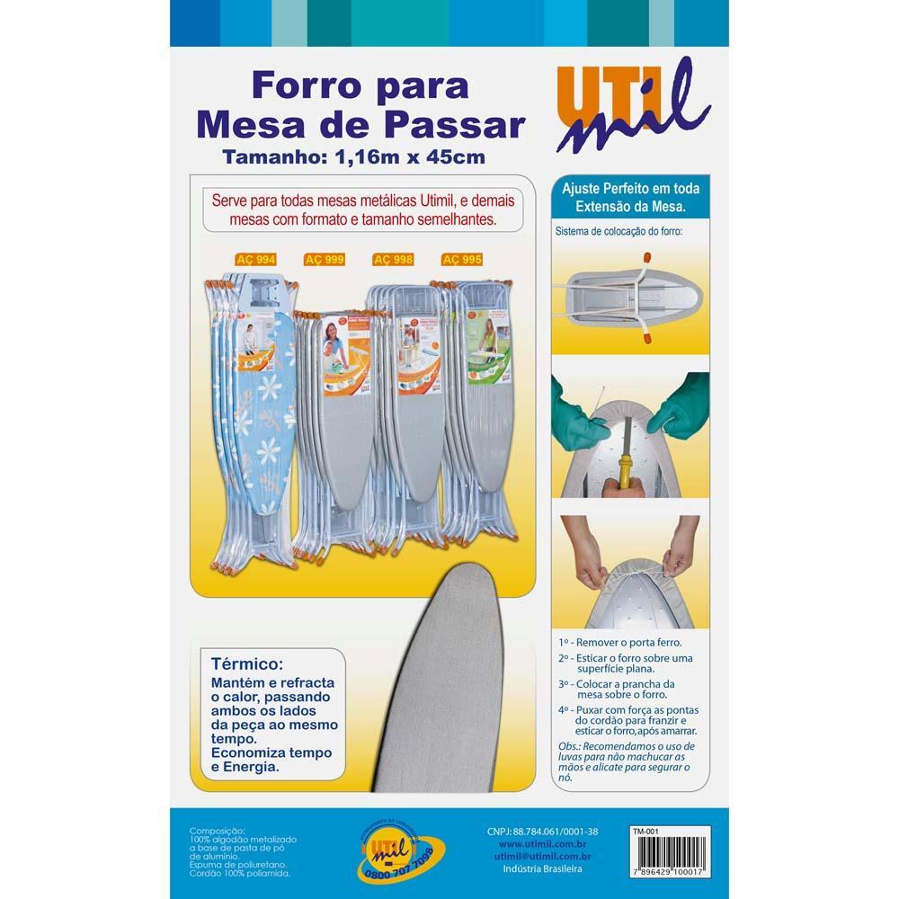 Forro para Mesa de Passar Utimil TM001 em Tecido Metalizado/Térmico - 1