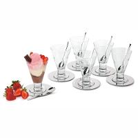 Conjunto de Taças para Sorvete Forma Gelato em Vidro e Inox 13,7 cm - 18 Peças - 1