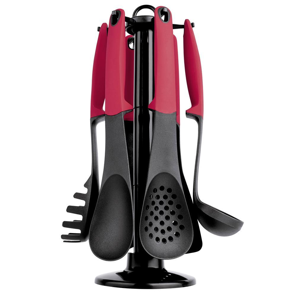 Conjunto de Utensílios para Cozinha Euro Home em Nylon Vermelho – 7 Peças - 1