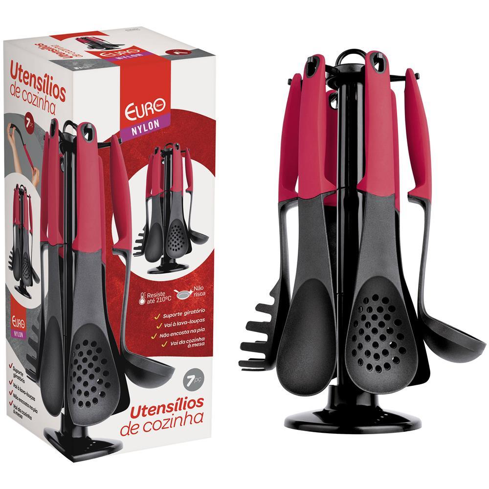 Conjunto de Utensílios para Cozinha Euro Home em Nylon Vermelho – 7 Peças - 9