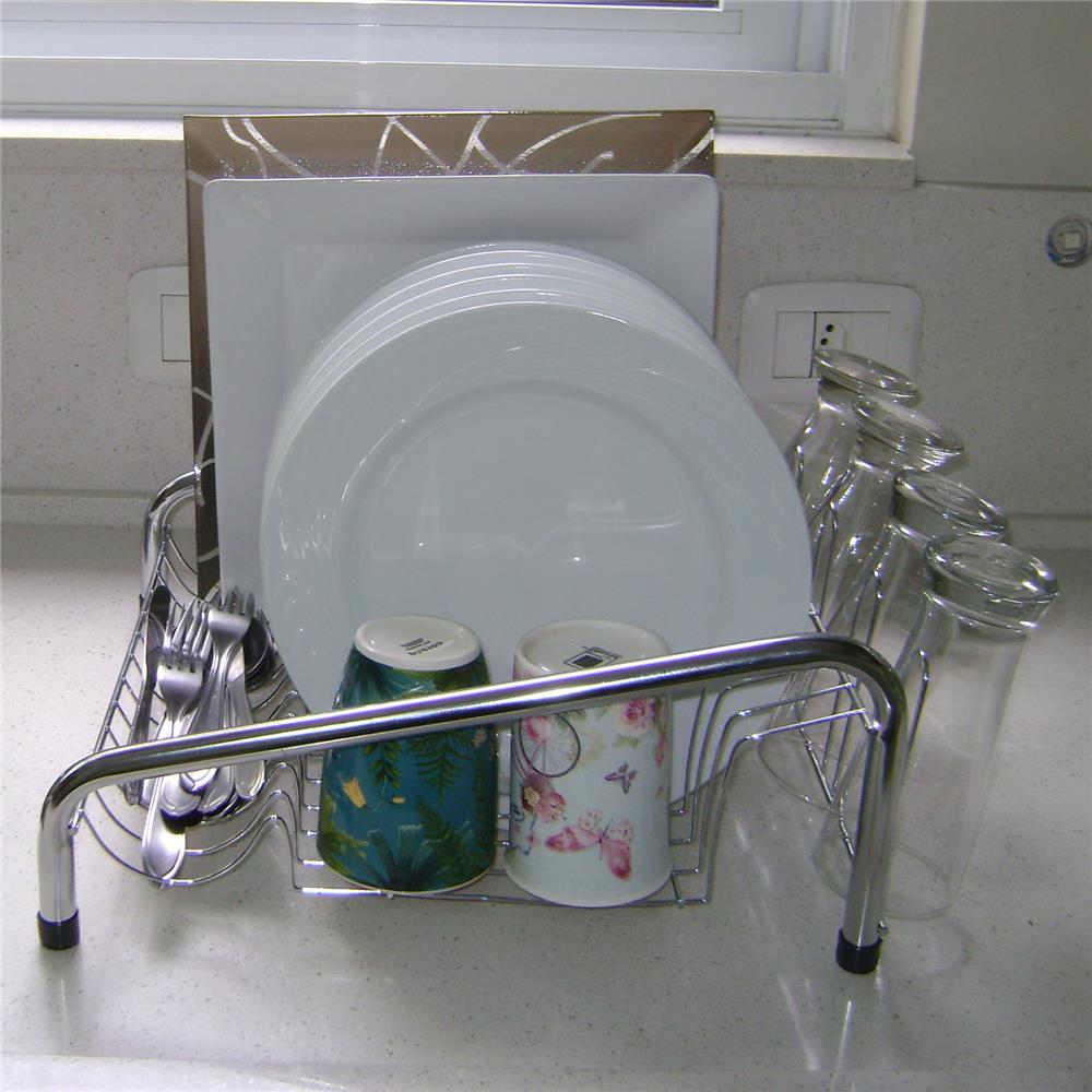 Escorredor de Louças para 12 Pratos Utimil em Aço Cromado - 2