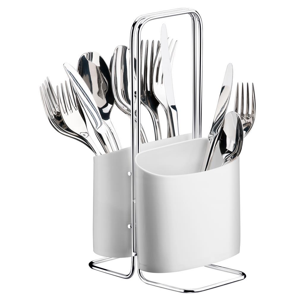 Porta Talheres Utimil CR421 em Aço Cromado e Polietileno - 1