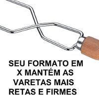 Espeto Duplo Utimil em Aço Cromado e Madeira - 85 cm - 3