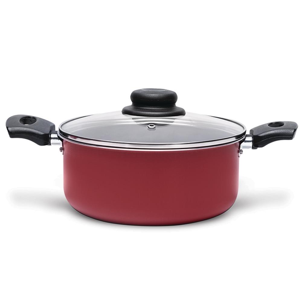 Conjunto de Panelas 5 Peças Brinox Ruby com Revestimento Interno Antiaderente Pro-Flon e Tampas de Vidro com Saída de Vapor - Vermelho - 6