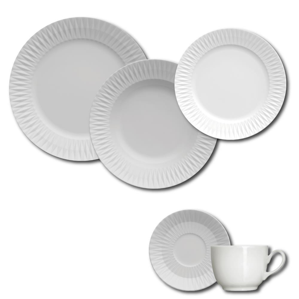 Aparelho de Jantar, Chá e Sobremesa 30 Peças Germer Diamante em Porcelana – Branco - 1