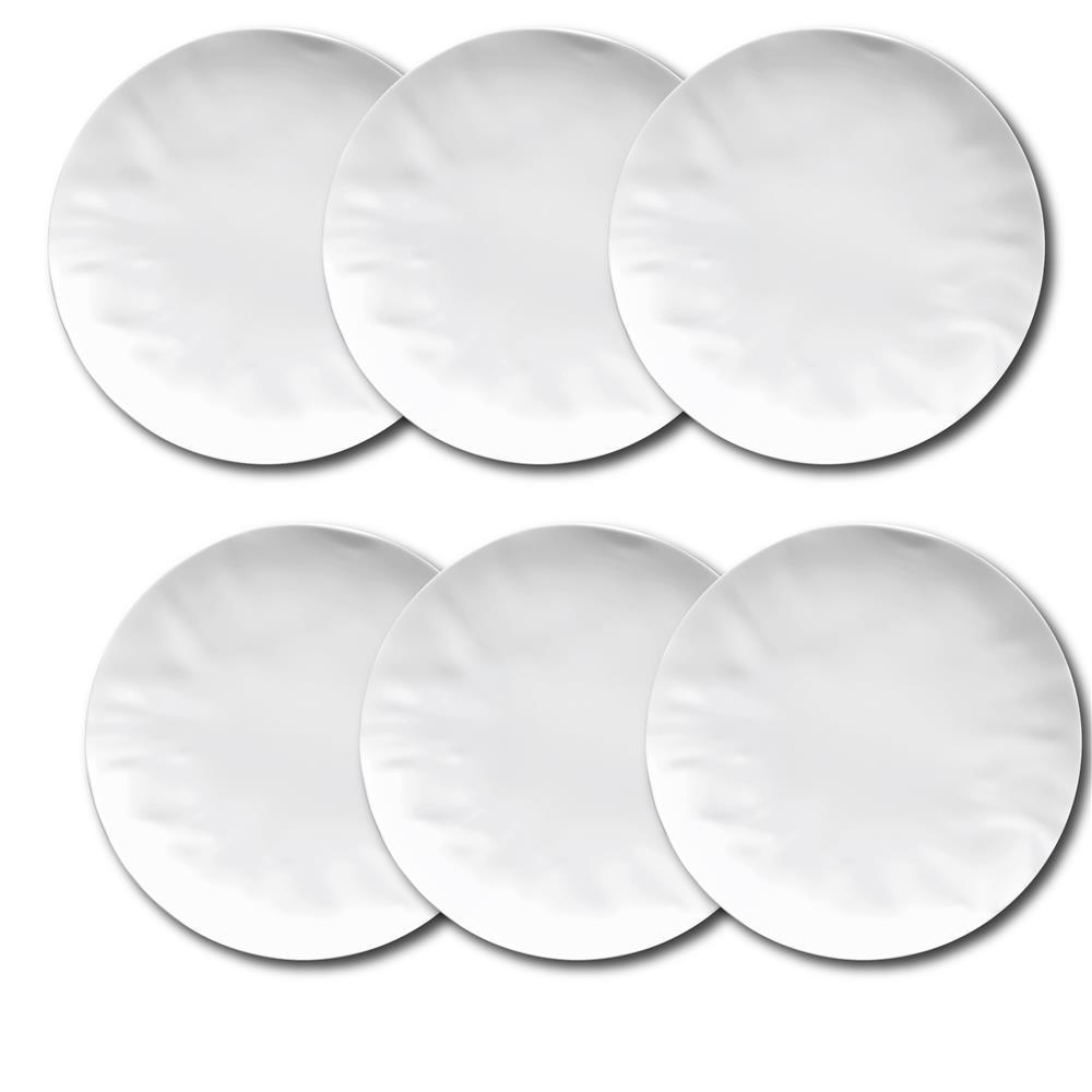 Conjunto de Pratos Rasos Germer Orgânico em Porcelana Branco – 6 Peças - 1