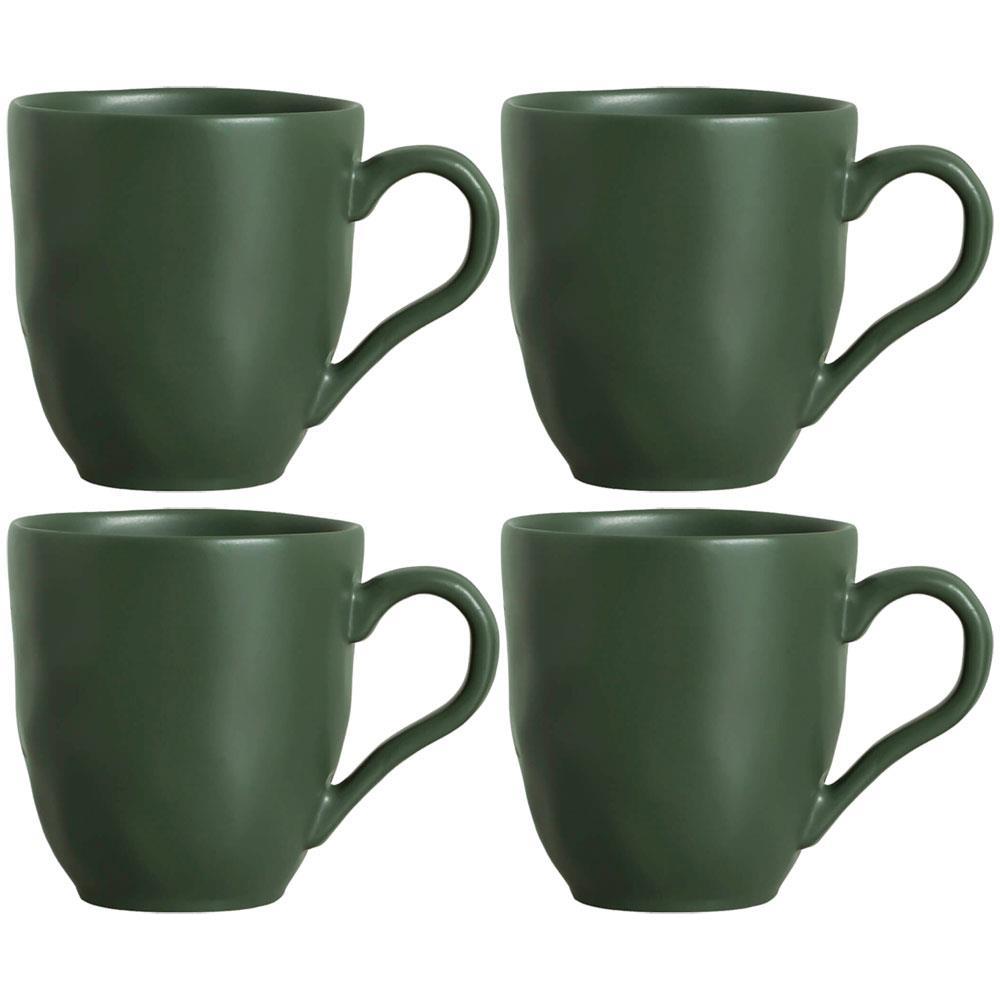 Conjunto de Canecas Porto Brasil Orgânico Leaf em Stoneware Verde 273 ml - 4 Peças - 1