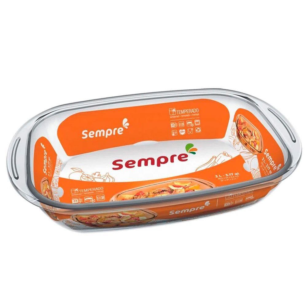 Assadeira Retangular Refratária Sempre em Vidro 36,2 cm - 3 L - 2