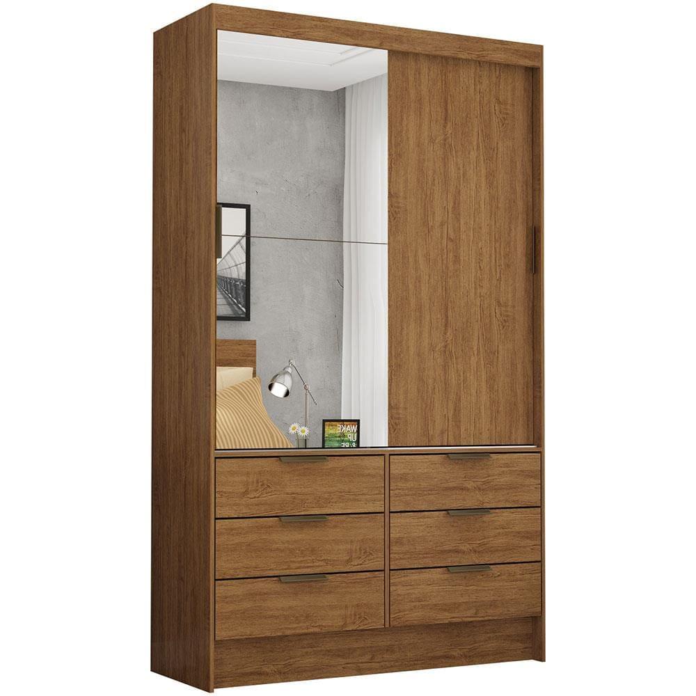 Guarda-Roupa Solteiro Carioca Móveis Sevilha Plus com Espelho, 2 Portas, 6 Gavetas e 108 cm de Largura - 2
