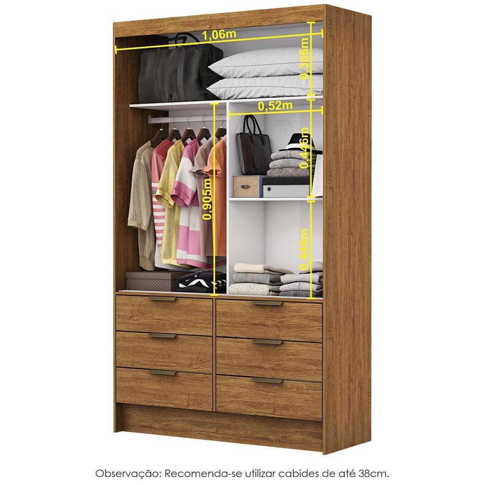 Guarda-Roupa Solteiro Carioca Móveis Sevilha Plus com Espelho, 2 Portas, 6 Gavetas e 108 cm de Largura - 4