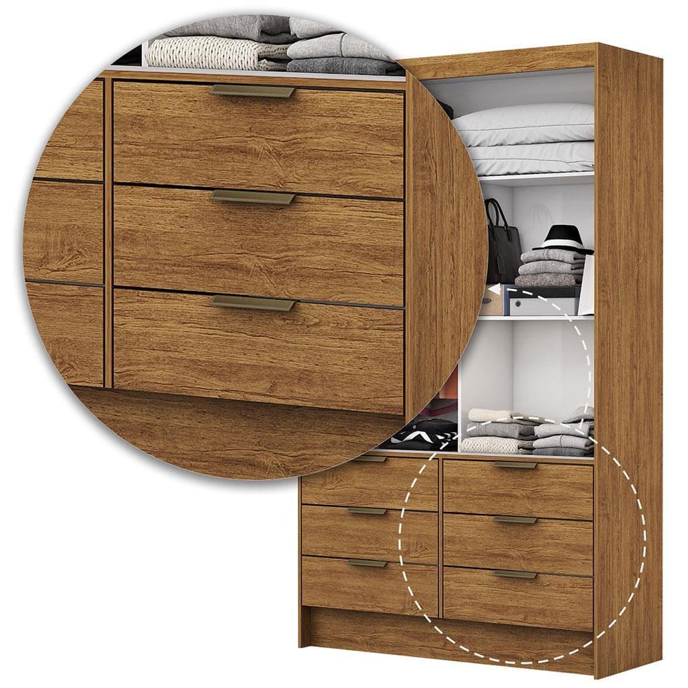 Guarda-Roupa Solteiro Carioca Móveis Sevilha Plus com Espelho, 2 Portas, 6 Gavetas e 108 cm de Largura - 5