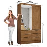 Guarda-Roupa Solteiro Carioca Móveis Sevilha Plus com Espelho, 2 Portas, 6 Gavetas e 108 cm de Largura - 7
