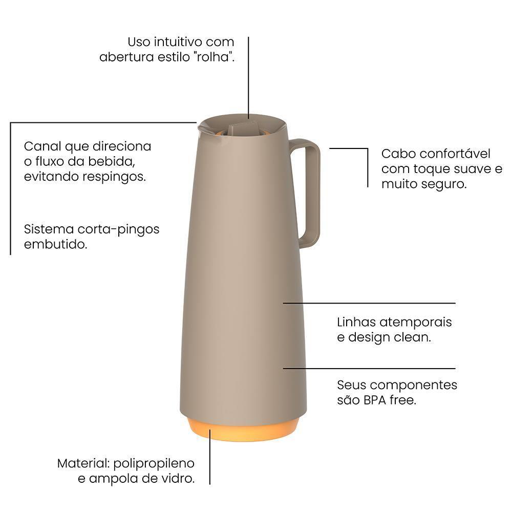 Bule Térmico Tramontina Exata em Polipropileno Cinza – 1 L - 5