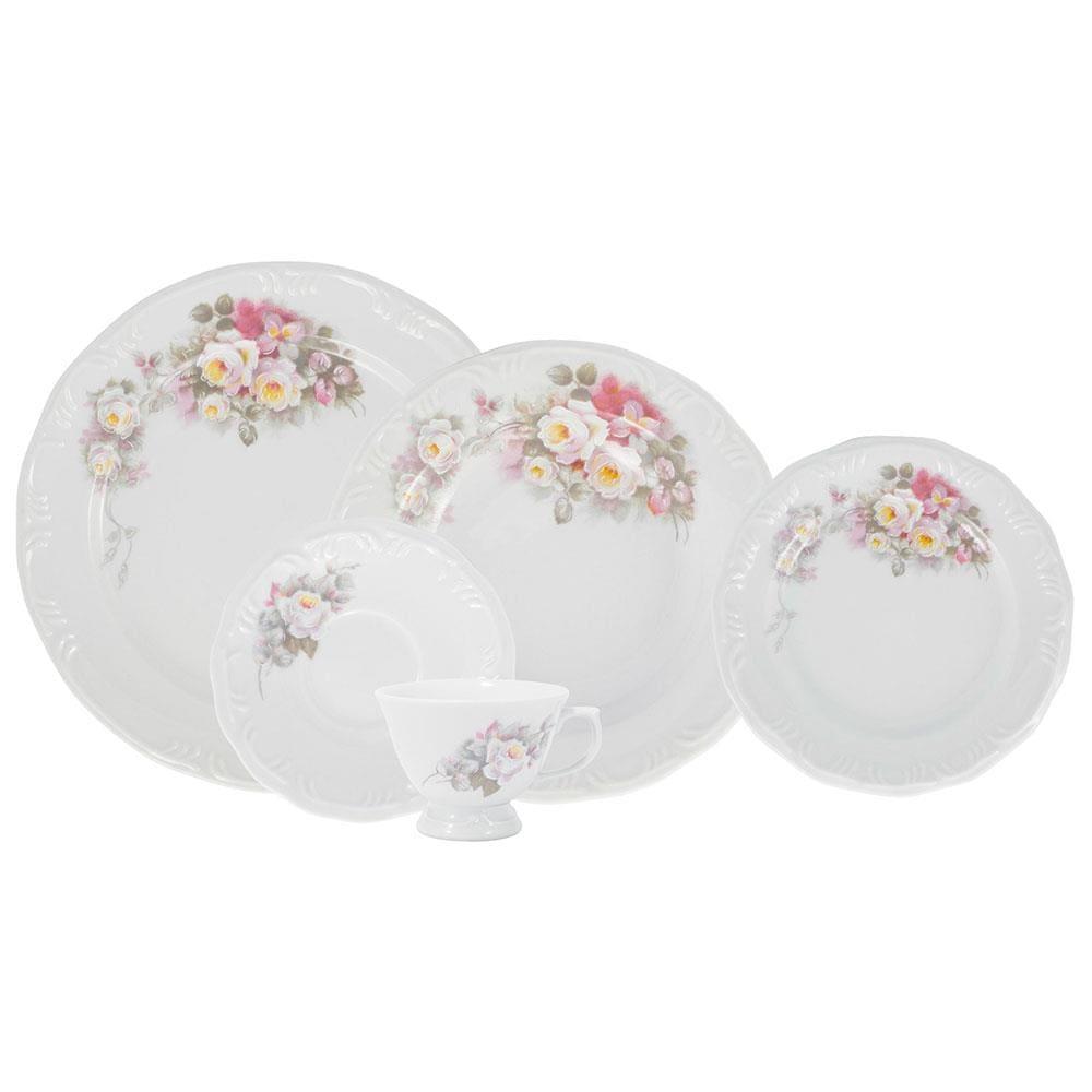 Aparelho de Jantar 20 Peças P.Schmidt Clássica Eterna em Porcelana com Xícara de Chá - Branco - 1