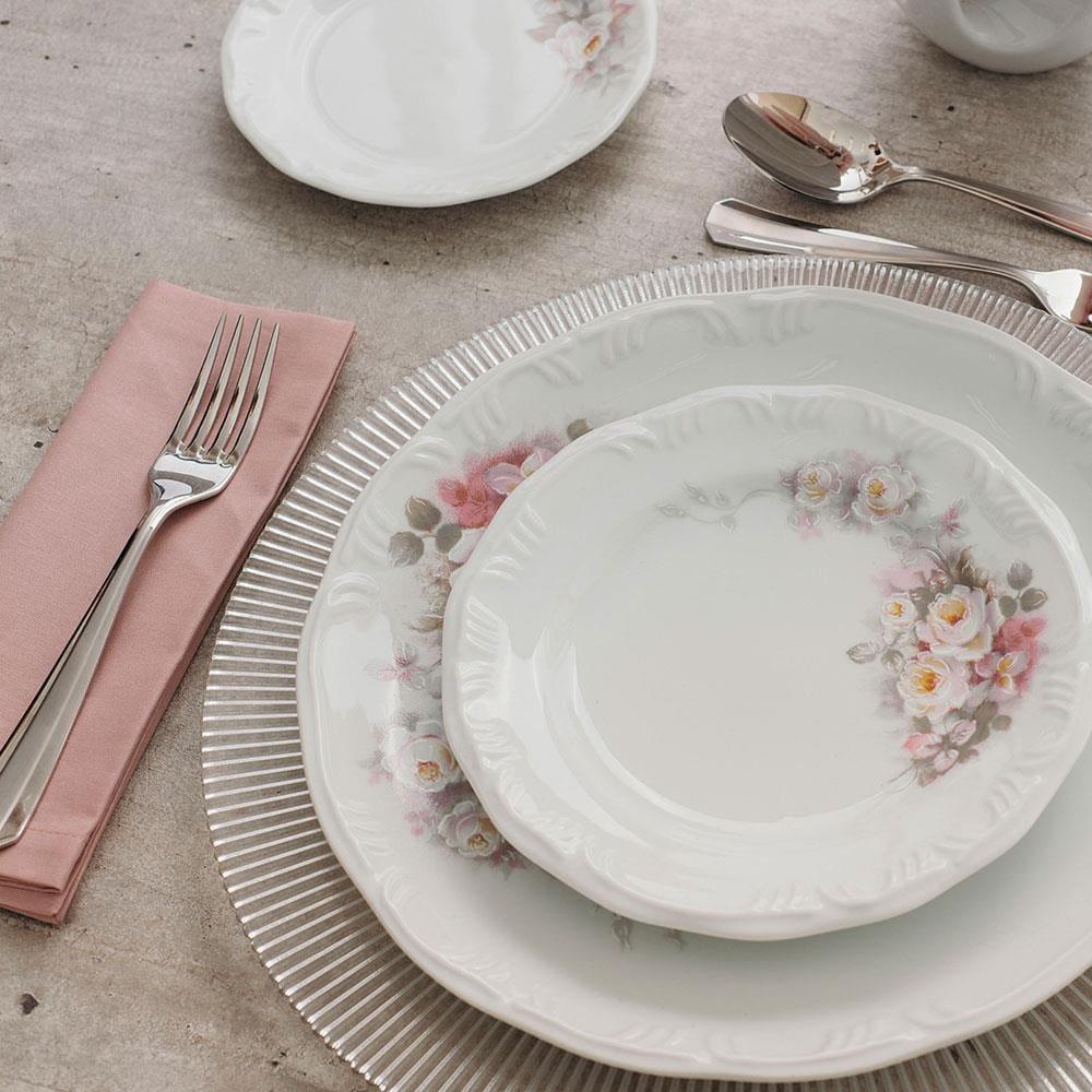 Aparelho de Jantar 20 Peças P.Schmidt Clássica Eterna em Porcelana com Xícara de Chá - Branco - 8