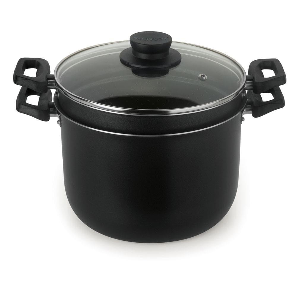 Espagueteira Multiflon Versátil com Tampa Preta - 22 cm - 1