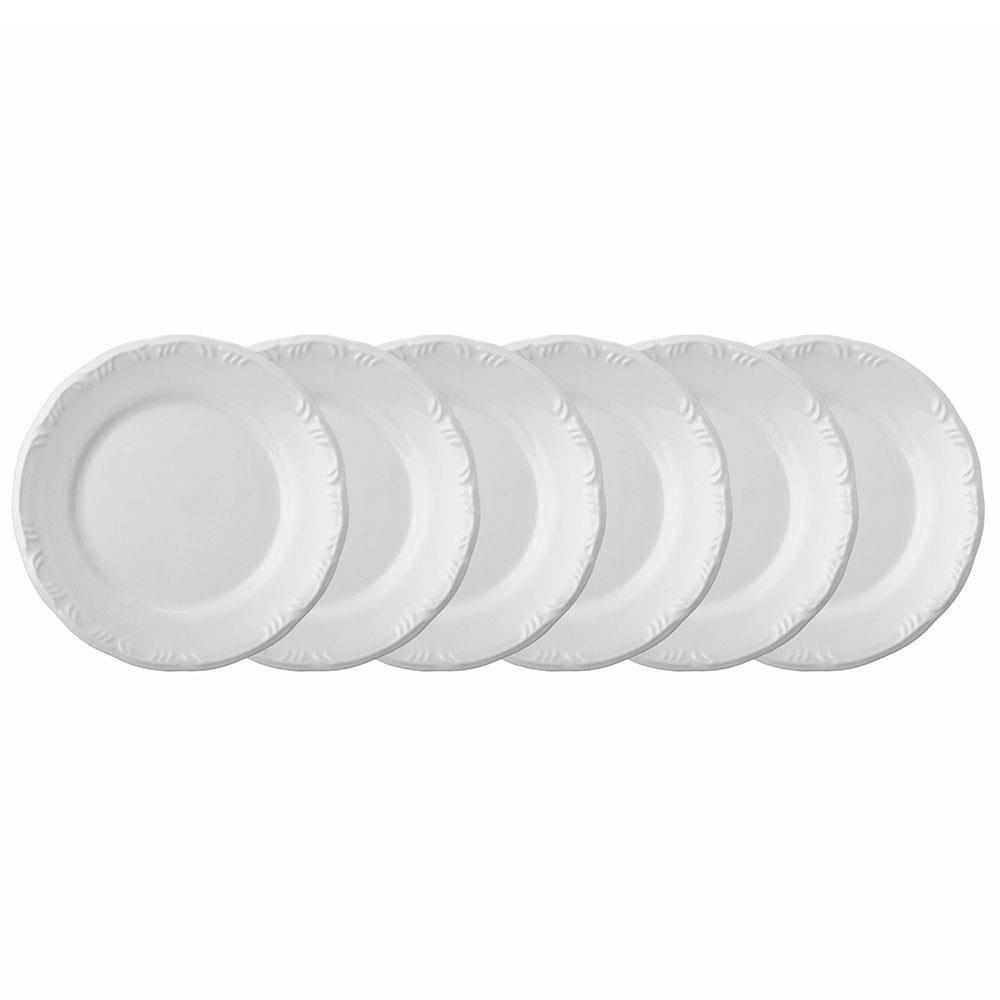 Conjunto com 6 Pratos Rasos Schmidt Pomerode em Porcelana 26 cm - Branco - 1