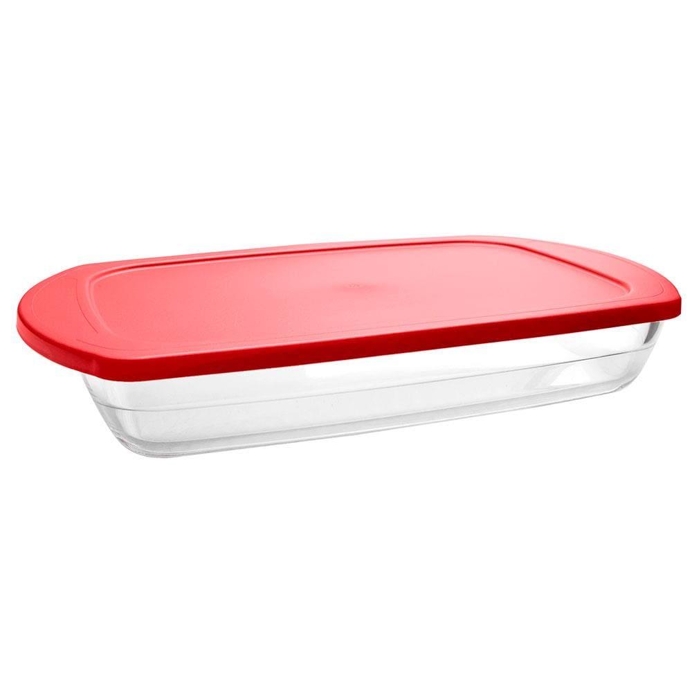 Assadeira Retangular Dynasty em Borossilicato e com Tampa - 2L - 1