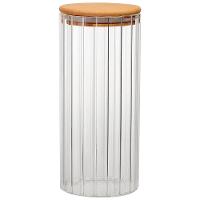 Porta Mantimento Canelado Dynasty em Vidro Borossilicato e Tampa em Bambu - 1L - 1