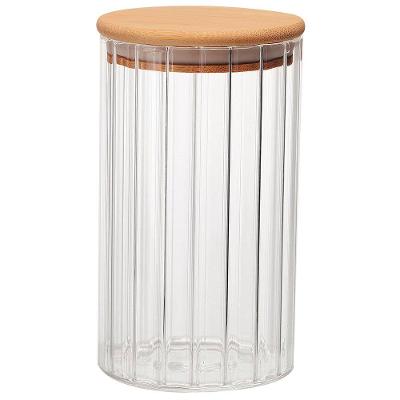 Porta Mantimento Canelado Dynasty em Vidro Borossilicato e Tampa em Bambu - 750ml